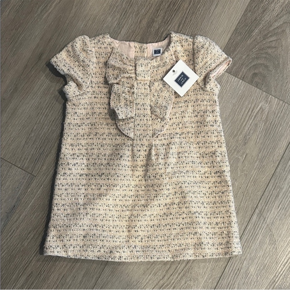 NWT Janie and Jack Beige/Pink/Gray Tweed dress Size 18-24 months‎